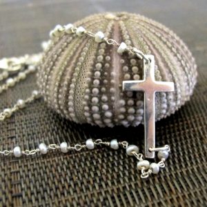 Silver Sideways Cross Necklace (Copy)