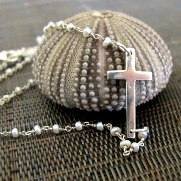 Silver Sideways Cross Necklace (Copy)