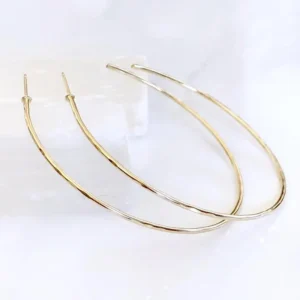 Large Classic Hammered Gold Filled Hoops