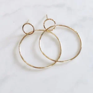 Double Circle Post Earrings Gold Filled
