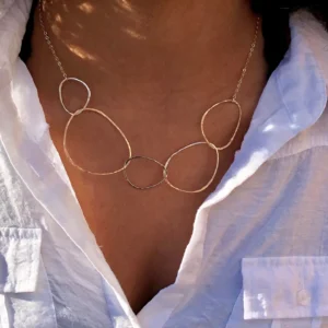 Sterling Silver Organic River Rock Statement Necklace