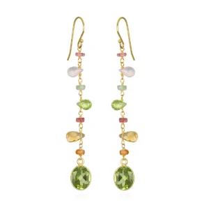 Flower Fields Bezel Dangles Peridot