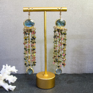 Labradorite & Tourmaline Chandelier Earrings