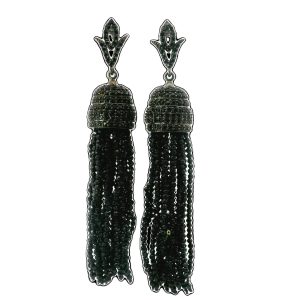 Black Spinel Tassle Earrings
